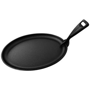 Cast Iron Fajita Skillet 10.6x6.89in Oval Shape for Authentic Sizzling Fajitas and Grilled Dishes