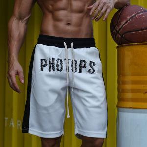Mens Basketball Shorts Sporty Loose Fit Training Thin Style Casual Running Fitness Five-Quarter Length Elastic Waistband