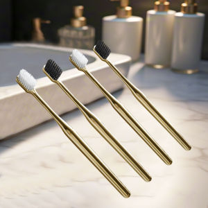 Luxury Soft Bristle Toothbrush Small Head Portable Travel Couple Set Gold Silver Color Family Pack Adult Dental Care Tool