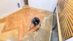 TIMSOT PVC 3D Floor Sticker(91.44*15.24cm) Self DIY Adhesive Tiles Waterproof Adhesive Home Office Floor Decoration