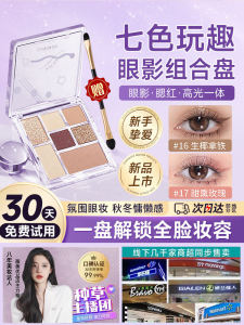 Fun Seven Color Eyeshadow Palette Highlighting Blush Trimming Three-In-One Makeup Comprehensive Disk Eye Shadow Cosmetic Tools