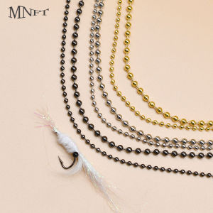 MNFT 50cm Fly Tying Bead Chain Metal Eyes 2.4mm/3.2mm Nymph Fishing Beads Black Silver Gold For Ocean River Stream Lures