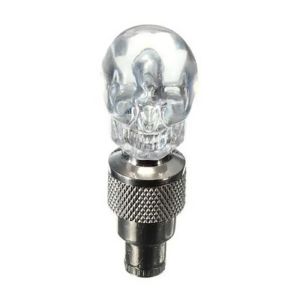 1 Pack Tire Valve Cap Seal Skull Shape LED Light Vibration On/Off Suitable For Bicycles