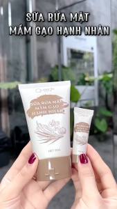 Sửa rửa mặt mầm gạo hạnh nhân Queenie skin cung cấp VITAMIN C dưỡng ẩm giấy chống lão hóa dưỡng da giảm mụn trắng da thải độc tinh chất hộp 120g