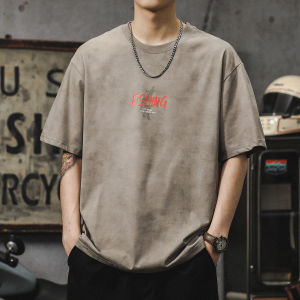Loose Fit American Style Mens T-shirt Summer 2025 Printed Half Sleeve Breathable Cotton Polyester Blend Casual Top
