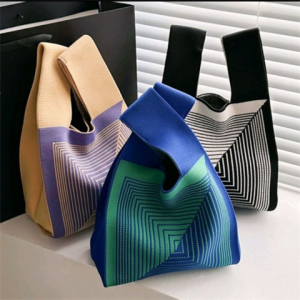 Childrens Day Teacher Practical Souvenir Knitted Wool Bag Set Small Gift Tote Bag Floral Pattern Casual Daily Use