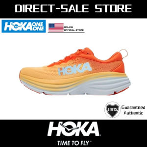 HOKA Bondi 8 Mesh breathable Running Shoes 1123202-PBAY Orange Mens and womens marathon