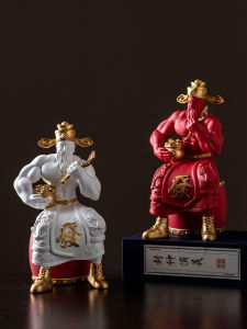 New Chinese Style Wealth God Sculpture Decoration Resin Business Opening Gift Home Decor Ornament Lucky Money Attracting