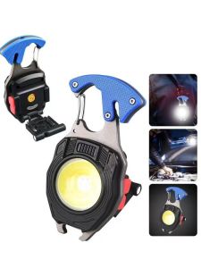 Mini Flashlight Keychain USB Rechargeable COB Work Light Outdoor Portable Handheld Lantern Hiking Camping Travel Gear