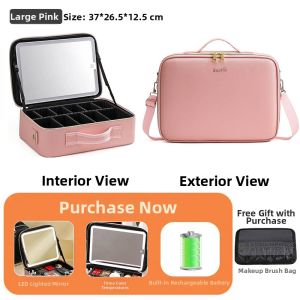 ZHUOLESHI | Portable Large Capacity LED Makeup Bag