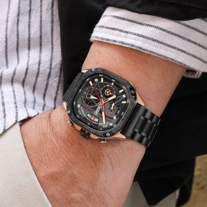 MEGIR brand fashionable business luxury waterproof stainless steel strap quartz mens watch