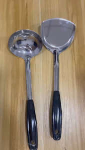 ตะหลิว กระบวย สแตนเลสแท้ คุณภาพอย่างดี ใช้งานดีมาก ชุดไม้พายทำอาหารมือจับสแตนเลส หนาพิเศษสำหรับการผัดและทำอาหาร พร้อมส่ง