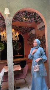 Farah Dress wanita dewasa jumbo M L XL XXL bahan santorini silk dress bridesmaid modern silk baju lebaran wanita denim outher brokat wanita dress kondangan model baru lengan karet balon gamis dress remaja dewasa baru 2024 baju muslim remaja brokat COD-KL