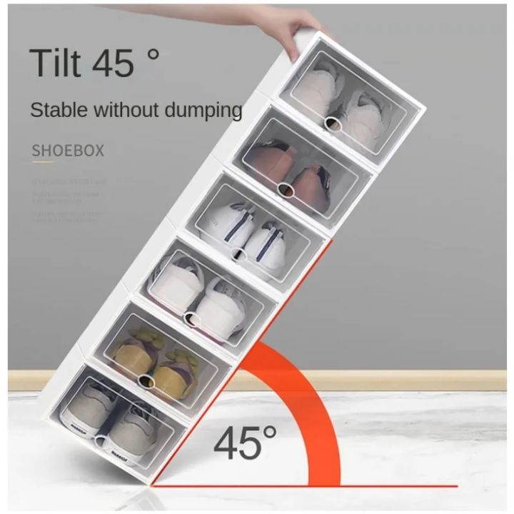 Shoe Organizer Stackable Shoe Storage Boxes Drawer Type Front Opening ...
