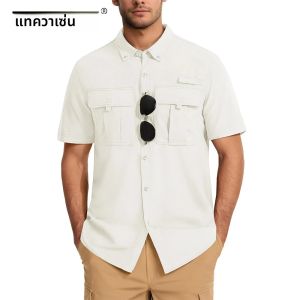 TACVASEN เสื้อเชิ้ตป้องกันแสงแดดแขนสั้นผู้ชาย UPF 50+ เสื้อยูวีตกปลาแห้งเร็วน้ําหนักเบาพร้อมกระเป๋าสําหรับผู้ชาย ​ ​