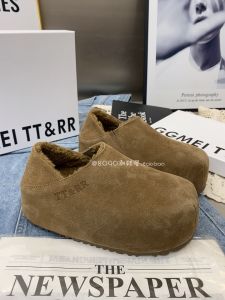 Winter Womens Leather Caribou Shoes TTRR Korean Style Small Size Cute Ugly Inner Heightening Fleece Lazy Two-Way Cotton Shoes