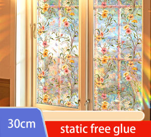 Stained Glass Window Film Daisy Window Privacy Film Window Sticker Vinyl Glass Window Films Home Aesthetic Decoration