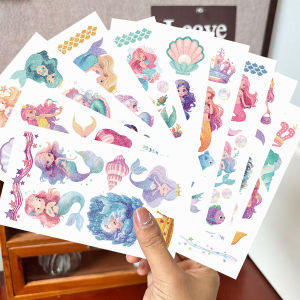 10pcs Cartoon Mermaid Glitter Series  Tattoo Stickers Waterproof Party Party Gifts Funny Fun Face Sticker