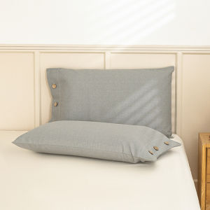 SUNLIGHT HOME 2 Pieces Stylish Button Pillowcase1 Pair Simple Thickened Pillow CaseBreathable Pillow Cover
