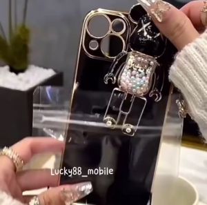 Bearbrick Chrome dengan Stand Softcase untuk Smartphone Oppo & Vivo & Realme