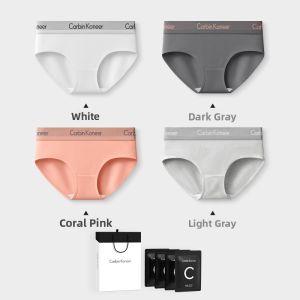 CarbinKoneer | CarbinKoneer Ladies Cotton Underwear Breathable Sporty Mid-Waist Triangle Shorts Anti-Bacterial Comfortable Womens Panties