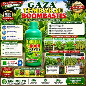 Pupuk PREMIUM GAZA TEMBAKAU BOOMBASTIS 500 ml Nutrisi Juara Untuk Tanaman Tembakau DAUN JADI LEBAT LEBAR TEBAL DAN RENDEMEN TINGGI