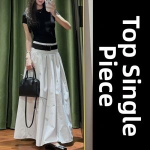 SENWA | Korean Style Summer Womens Black Top & Skirt Two Piece Set
