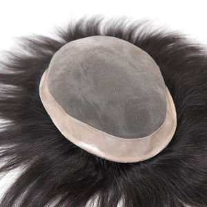 Human Hair Prosthesis for Men Breathable Fine Mono with NPU Toupee Hairpiece Natural Black Male Wig Replacement System 6Inch