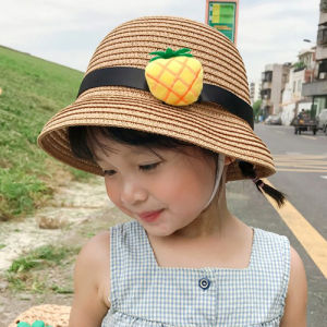 Adorable Childrens Straw Hat UV Protection Fishermans Cap Bamboo Dragonfly Design Large Brim Hat for Boys And Girls under 3