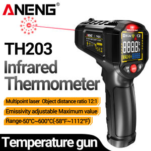 ANENG | ANENG TH203 Infrared Thermometer -50~600℃/1112℉ 12:1 D:S Ratio with Adjustable Emissivity High Low Temp Alarm Laser Positioning