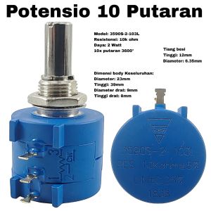 Potensio 10 Putaran 10k model Bourns Multiturn 3590S
