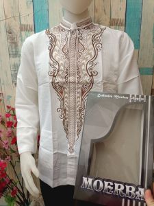 Steve Richard Baju Koko Pria Putih Bordir Badan MOERBA BONUS DUS BSW DOBBY M L XL Termurah