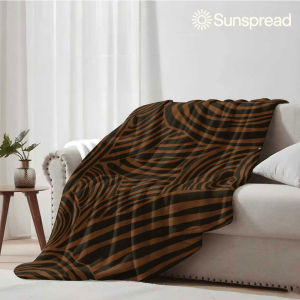 Beast Kingdom | Brown Circle Wave Art Soft Warm Flannel Blanket Lightweight Cozy Christmas Halloween Home Decor Room