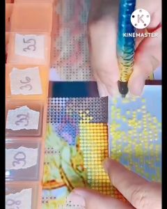 Tranh đính đá Phật Thích Ca ngồi gốc bồ đề (về tự đính) LV493