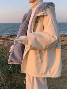 Áo Khoác Cotton Dày Lót Lông Cừu Cho Nam Mùa Đông Ấm Áp Thường Ngày Có Mũ Trùm Đầu Thời Trang Hợp Thời Trang Đa Năng