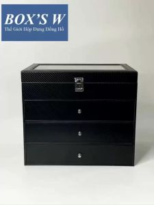 Hộp Tủ Đựng Mắt Kính 4 Tầng - 24 Chiếc Vỏ Da Carbon