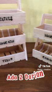Rak Bawang Aesthetic / Rak Bumbu Dapur 3 Susun / Rak Bumbu Kayu