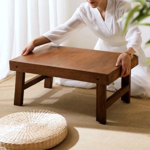 บ้านสไตล์ญี่ปุ่นโต๊ะเตี้ยโต๊ะหน้าต่างลอยโต๊ะกาแฟขนาดเล็กพับเสื่อทาทามิระเบียงโต๊ะชาไม้เนื้อแข็ง