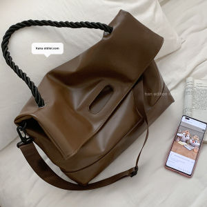 Retro Large Capacity Womens Tote Bag New 2024 Trendy Korean Style Single Shoulder Crossbody Bag Commute Bag for Youth