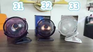 HOMEFISH Portable Rechargeable Clip Fan 720° Rotatable Hanging Fan with Night Light Air Cooler for Outdoor Camping Ventilador