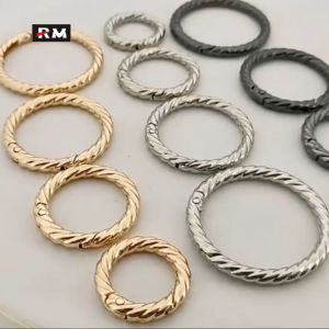 2-Pack | Zinc Alloy Spiral Texture Spring Buckle Twisted Spring Ring Bag Hook Buckle Shoulder Strap Connection Buckle Open O-Ring Keychain DIY Clothing Luggage Hardware Accessories