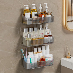 Bathroom Wall Mounted Storage Shelf Toilet Washstand Cosmetic Organizer No Drilling Required Easy to Install Bathroom Rack