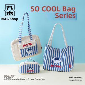 M&G SHOP | Snoopy Striped Handheld Crossbody Laptop Bag