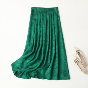 New Breathable Silk Georgette Half Skirt Women Luxury Personality Midi Pleated Skirt  Silk High Waist Wide Hem Skirt Summer