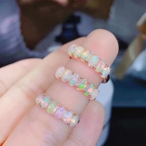 October Birthstone 100% Natural Opal Ring for Daily Wear 3mm*5mm White Opal Silver Ring Gift for Mother