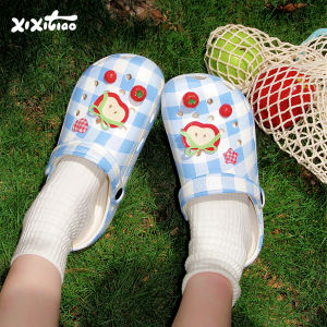 Summer Dopaamine Cute Red  Hole Hole Sandals Soft Bottom Beach Shoes Women Casual Hollow out Design Slip-On Flat Heel