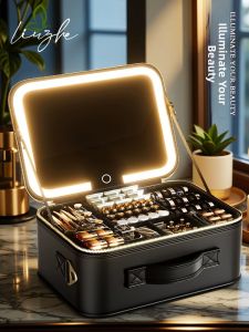 LIUZHE | Mirror Large Capacity Portable Cosmetic Bag