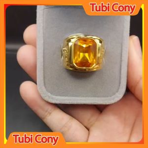 Nhẫn nam phong thủy đá vàng chạm rồng Tubi Cony N412-121-DX1