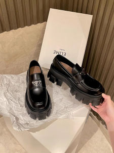 รองเท้า Loafers หนังแท้ทรงหัวมนส้นสูง สไตล์อังกฤษ ทรงหัวมน ทรงหัวมน สำหรับใส่ในชีวิตประจำวัน ฤดูใบไม้ร่วง 2023