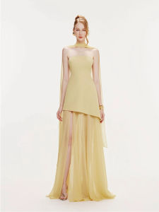 Elegant Stylish Slimming Side-Slit Lace-Up Mesh Dress